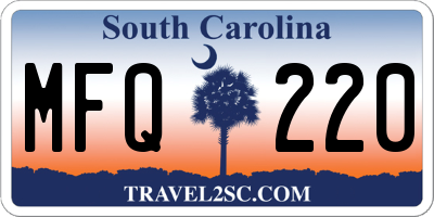 SC license plate MFQ220