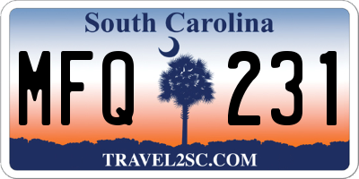 SC license plate MFQ231