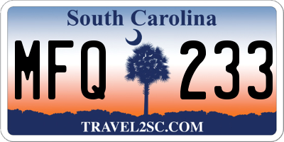 SC license plate MFQ233
