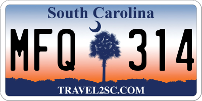 SC license plate MFQ314