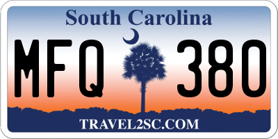 SC license plate MFQ380