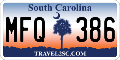 SC license plate MFQ386