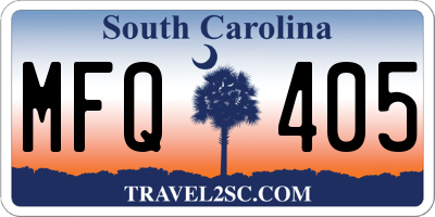 SC license plate MFQ405