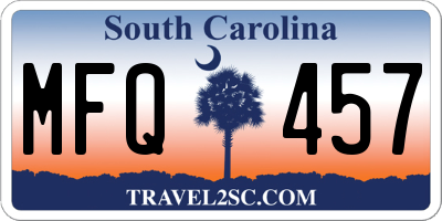 SC license plate MFQ457