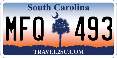 SC license plate MFQ493