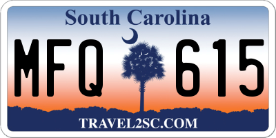 SC license plate MFQ615