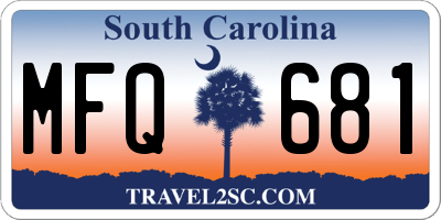 SC license plate MFQ681