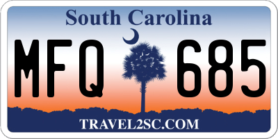 SC license plate MFQ685