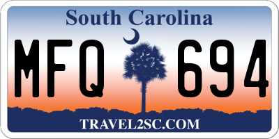 SC license plate MFQ694
