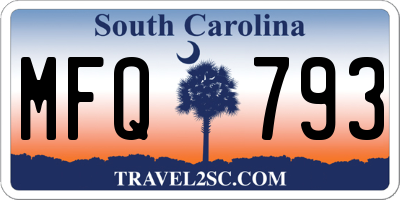 SC license plate MFQ793