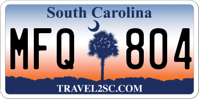 SC license plate MFQ804