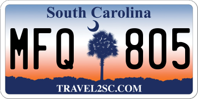 SC license plate MFQ805