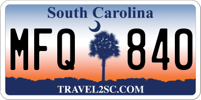 SC license plate MFQ840