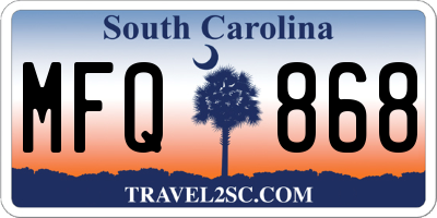 SC license plate MFQ868