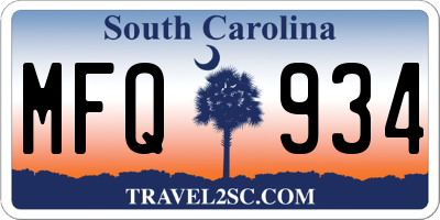 SC license plate MFQ934