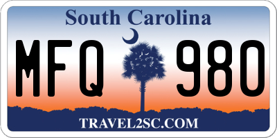SC license plate MFQ980