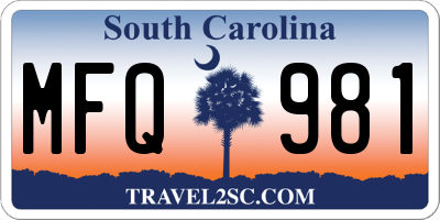SC license plate MFQ981