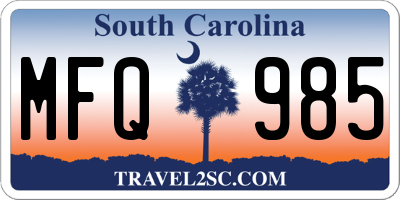 SC license plate MFQ985