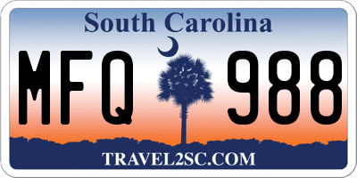 SC license plate MFQ988