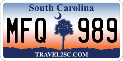 SC license plate MFQ989