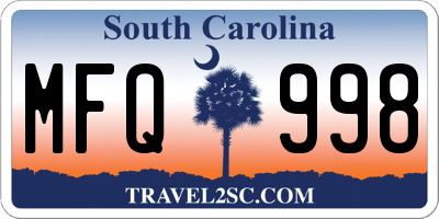 SC license plate MFQ998