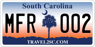 SC license plate MFR002