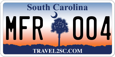 SC license plate MFR004