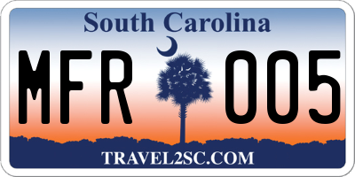 SC license plate MFR005