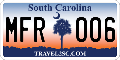 SC license plate MFR006
