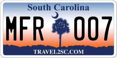 SC license plate MFR007