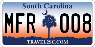 SC license plate MFR008