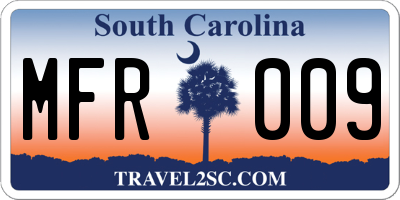 SC license plate MFR009