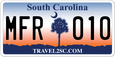 SC license plate MFR010