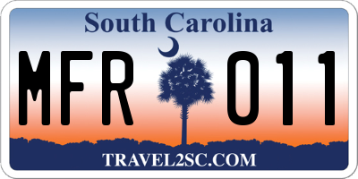 SC license plate MFR011