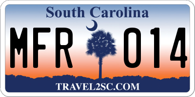 SC license plate MFR014