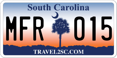 SC license plate MFR015