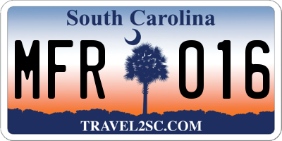 SC license plate MFR016