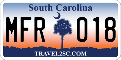 SC license plate MFR018