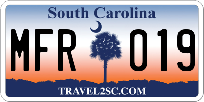 SC license plate MFR019