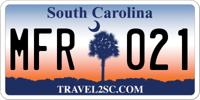 SC license plate MFR021