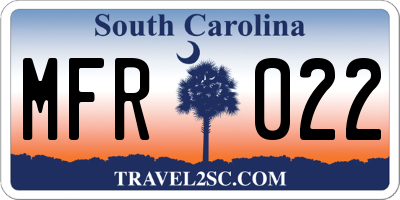 SC license plate MFR022