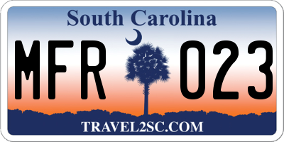 SC license plate MFR023