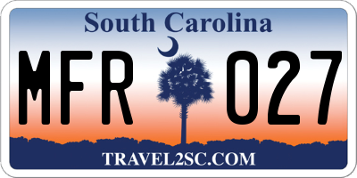 SC license plate MFR027