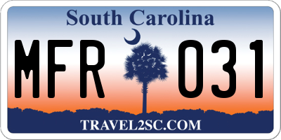 SC license plate MFR031