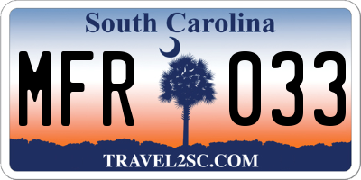 SC license plate MFR033