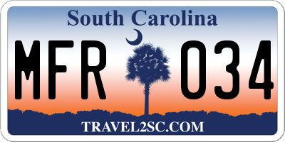 SC license plate MFR034