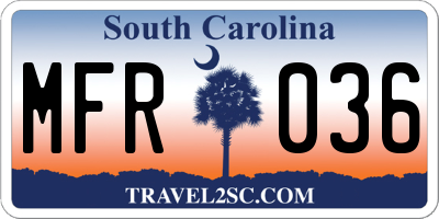 SC license plate MFR036