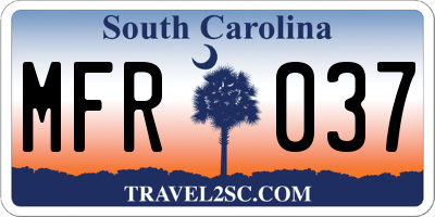 SC license plate MFR037