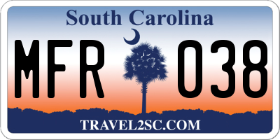 SC license plate MFR038