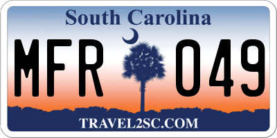 SC license plate MFR049